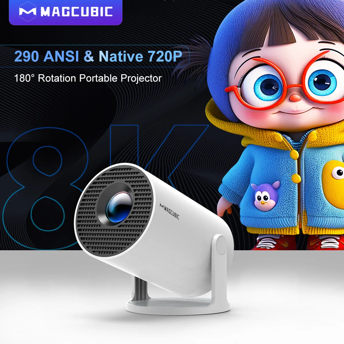 Proyector MAGCUBIC HY300 Pro 8K WiFi 6 Android 14 | Cine en Casa Portátil