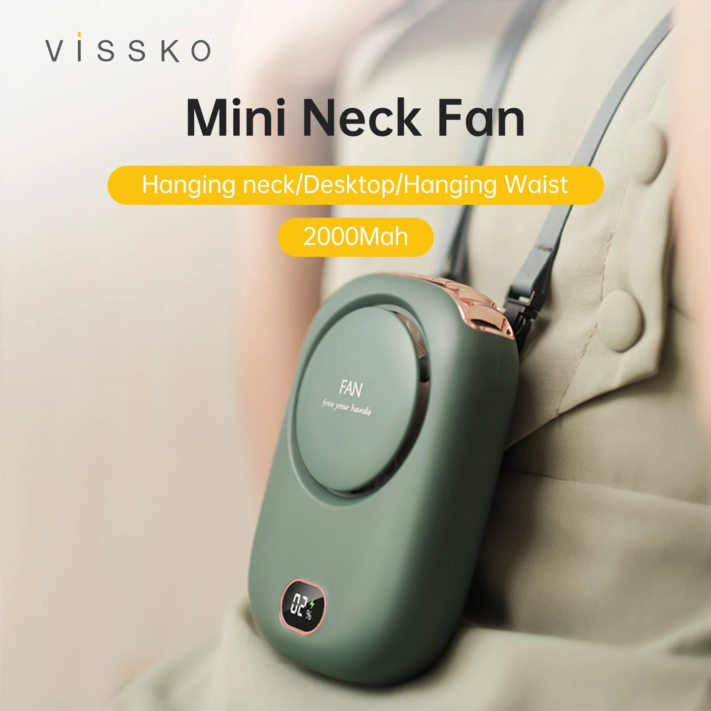 Vissko™ AirFlow Neck Fan – Ventilador Portátil Colgante USB Recargable