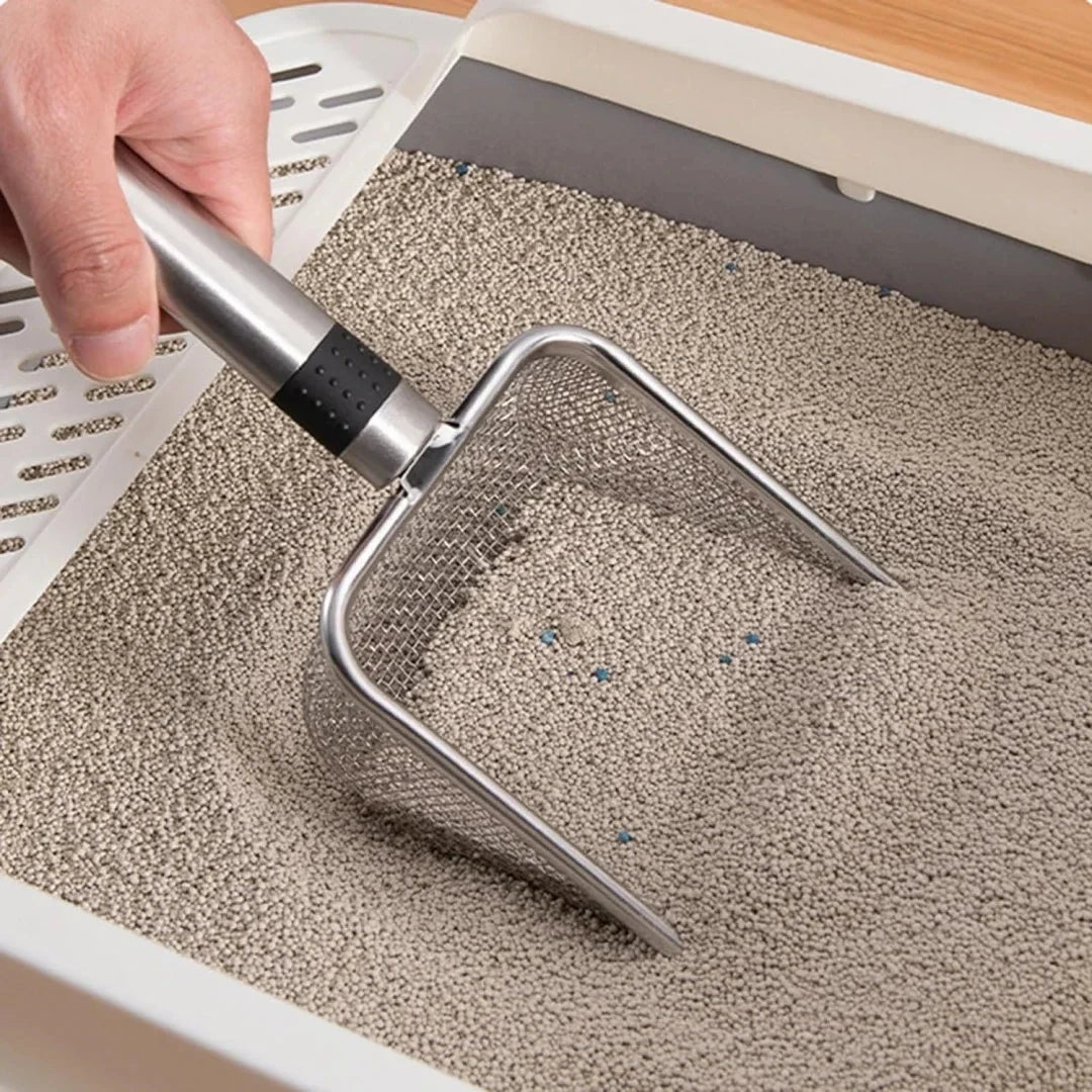 Pala para Arena de Gato de Acero Inoxidable | Resistente, Ergonómica y Fácil de Limpiar